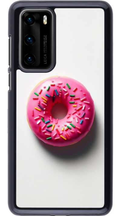 Huawei P40 Case Hülle - Weisser Hintergrund, pinker Donut