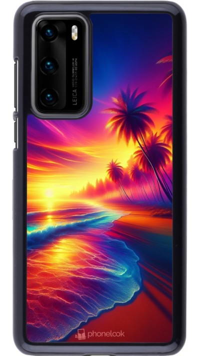 Coque Huawei P40 - Plage coucher soleil flashy