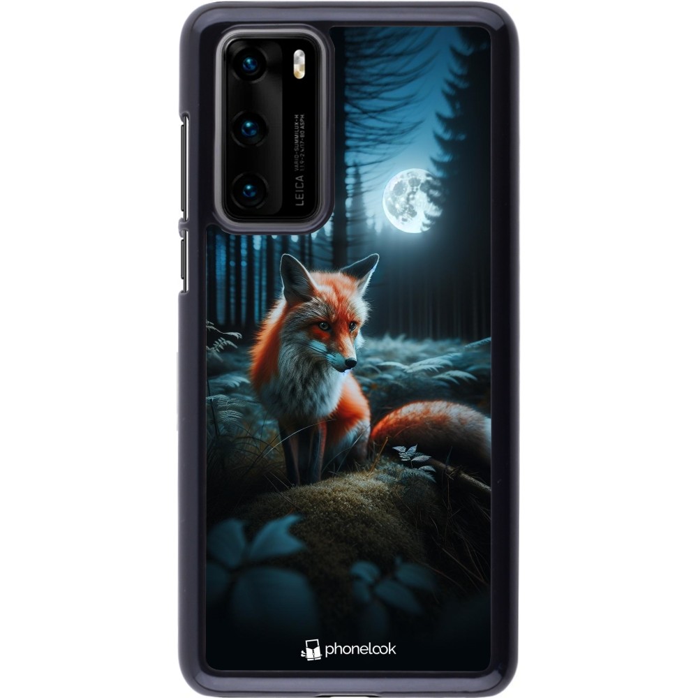 Coque Huawei P40 - Renard lune forêt