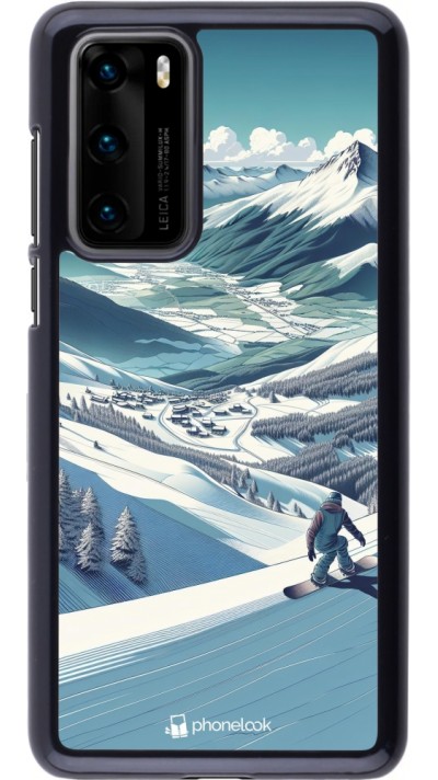 Coque Huawei P40 - Snowboarder Montagne