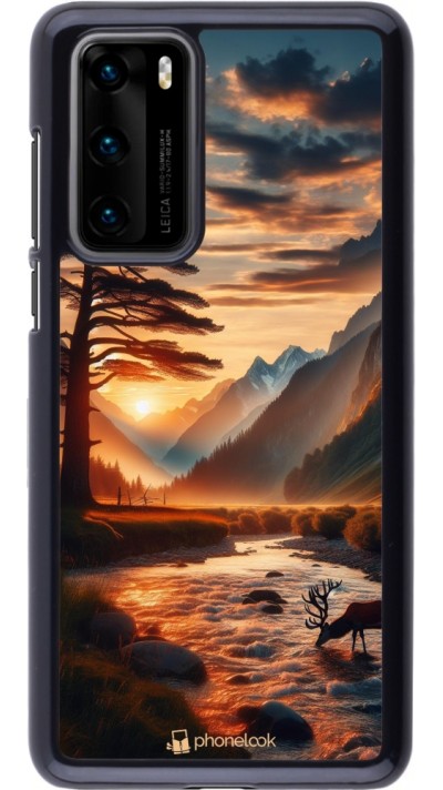 Coque Huawei P40 - Valley Sunset Deer Tree