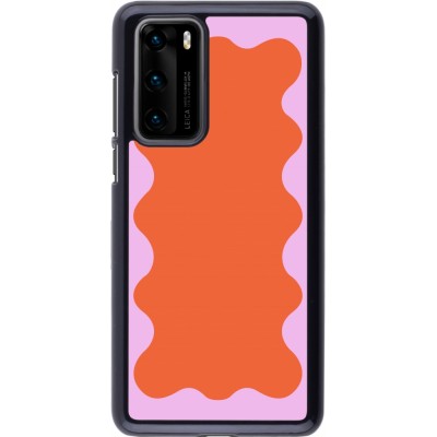 Coque Huawei P40 - Wavy Rectangle Orange Pink