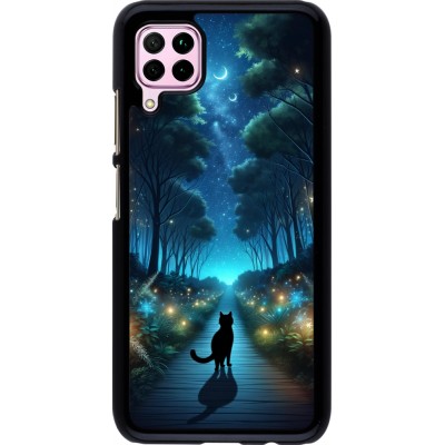 Coque Huawei P40 Lite - Chat noir promenade