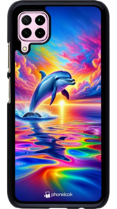 Coque Huawei P40 Lite - Dauphin arc-en-ciel heureux