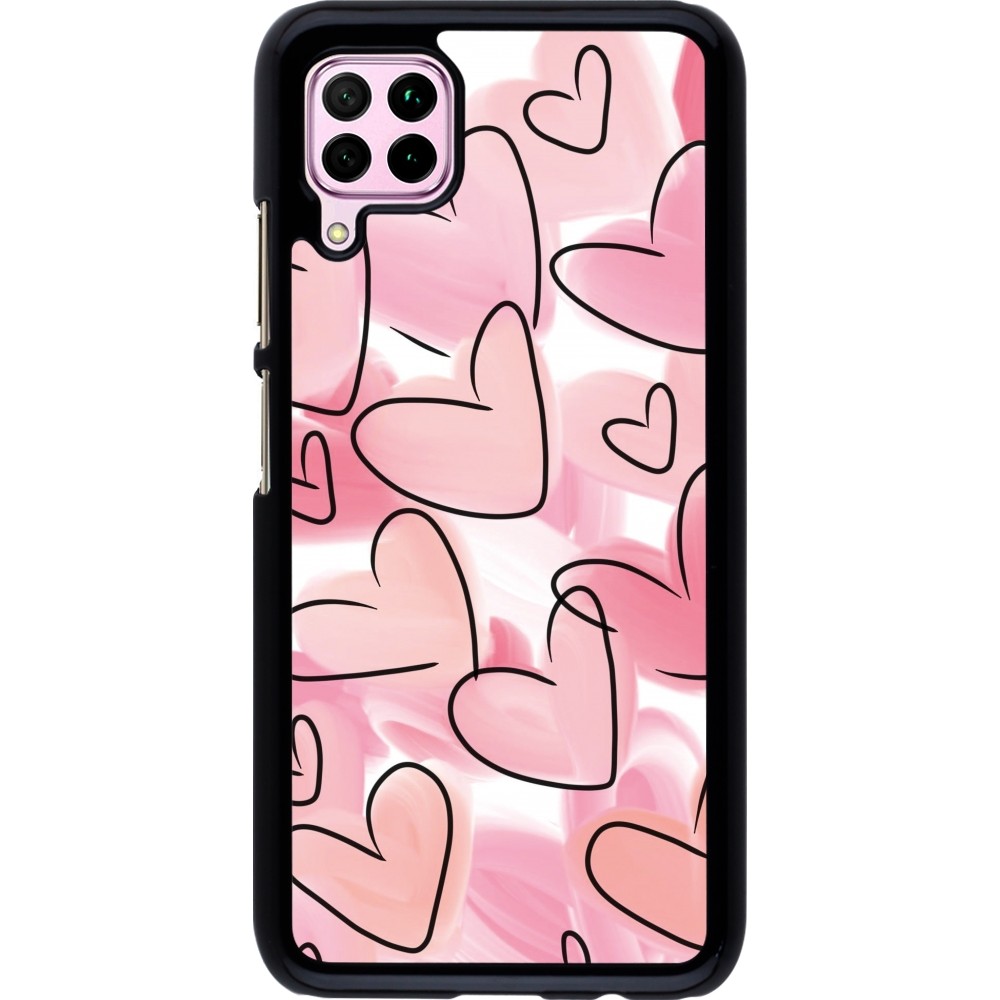 Huawei P40 Lite Case Hülle - Easter 2023 pink hearts