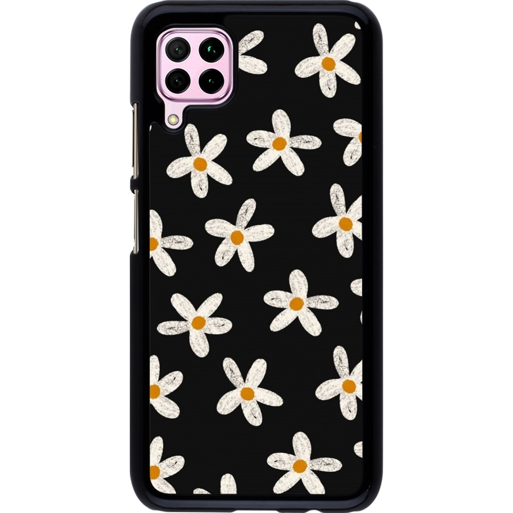 Coque Huawei P40 Lite - Easter 2024 white on black flower