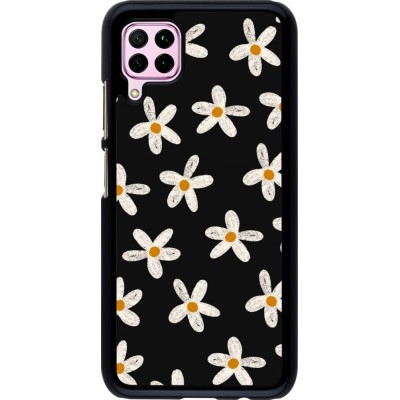 Coque Huawei P40 Lite - Easter 2024 white on black flower