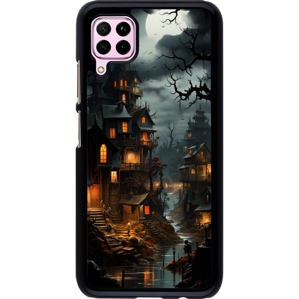 Huawei P40 Lite Case Hülle - Halloween 2024 scary town