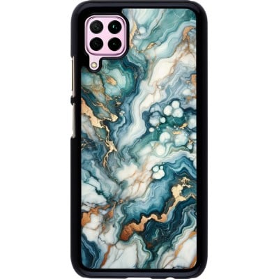 Coque Huawei P40 Lite - Marbre Vert Bleu Doré