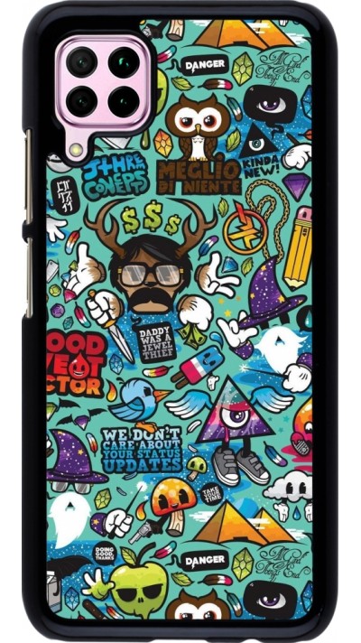 Coque Huawei P40 Lite - Mixed Cartoons Turquoise