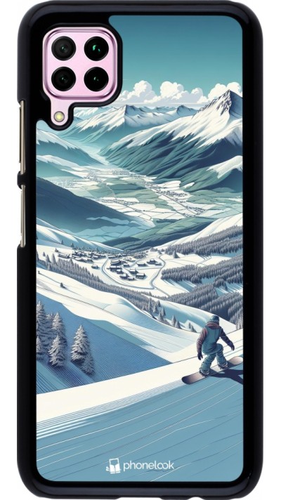 Coque Huawei P40 Lite - Snowboarder Montagne