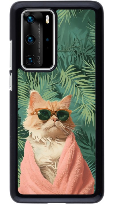 Coque Huawei P40 Pro - Cat Summer Palms