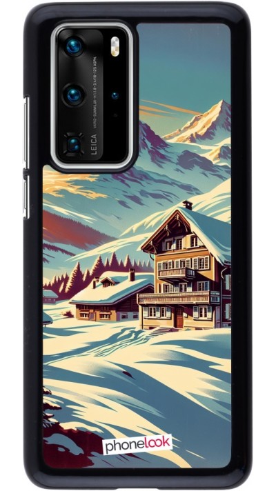 Coque Huawei P40 Pro - Chalet montagne enneigée