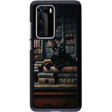 Huawei P40 Pro Case Hülle - Katze Bücher dunkel