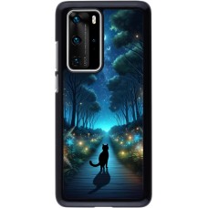 Coque Huawei P40 Pro - Chat noir promenade