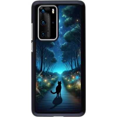 Coque Huawei P40 Pro - Chat noir promenade