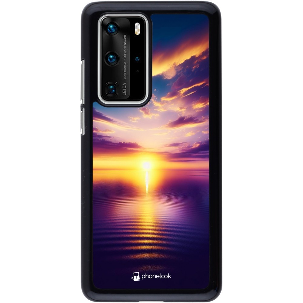 Coque Huawei P40 Pro - Coucher soleil jaune violet