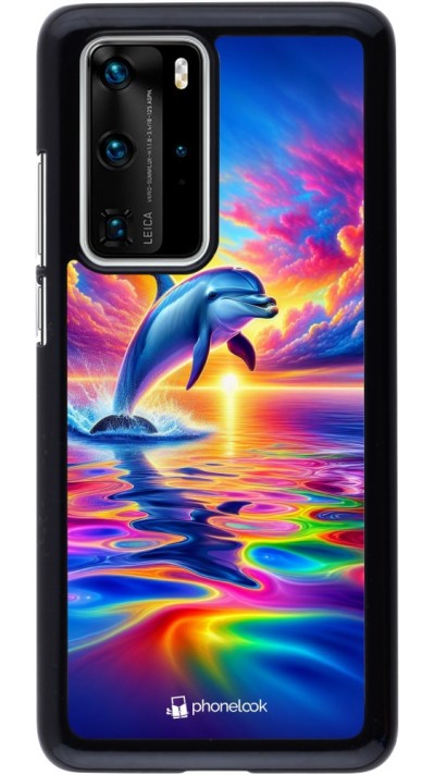 Coque Huawei P40 Pro - Dauphin arc-en-ciel heureux