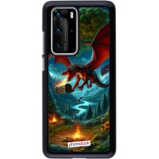 Huawei P40 Pro Case Hülle - Drache Fliegend Wald Schatz