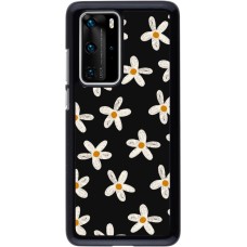 Coque Huawei P40 Pro - Easter 2024 white on black flower