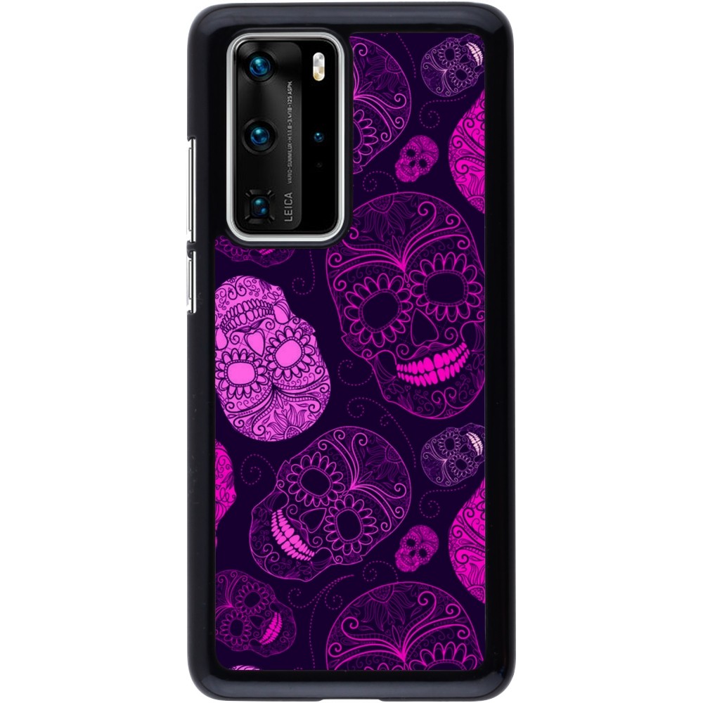 Coque Huawei P40 Pro - Halloween 2023 pink skulls