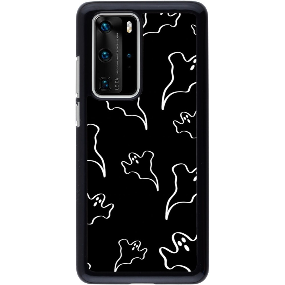 Coque Huawei P40 Pro - Halloween 2024 black and white ghosts