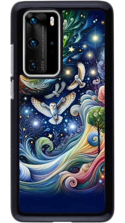 Coque Huawei P40 Pro - hibou volant floral