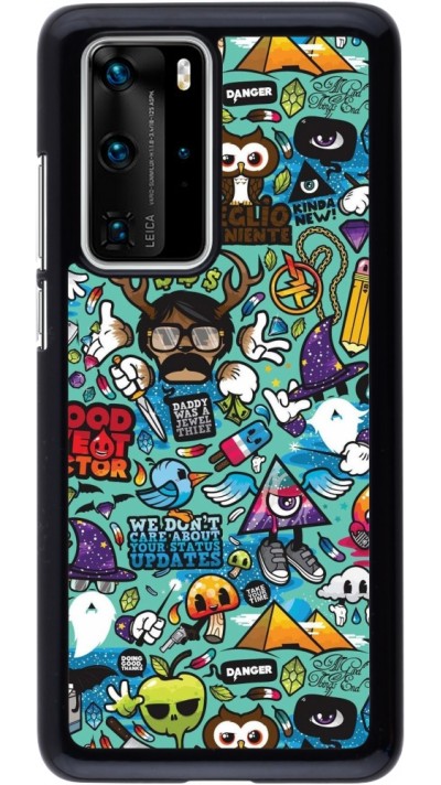 Coque Huawei P40 Pro - Mixed Cartoons Turquoise