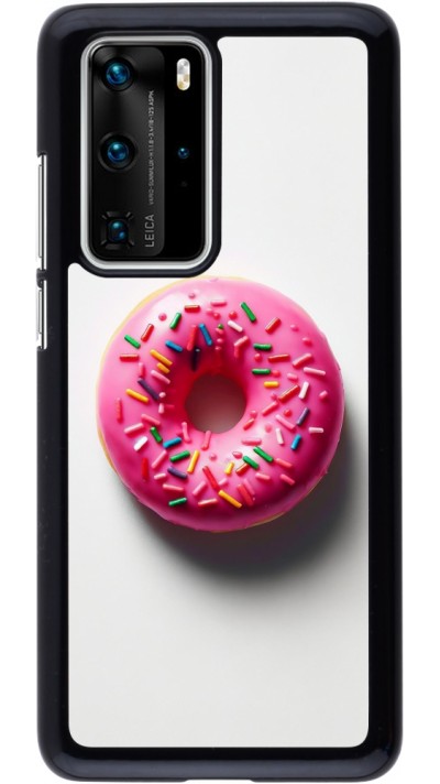 Huawei P40 Pro Case Hülle - Weisser Hintergrund, pinker Donut