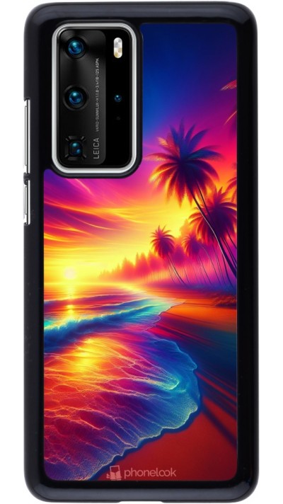 Coque Huawei P40 Pro - Plage coucher soleil flashy