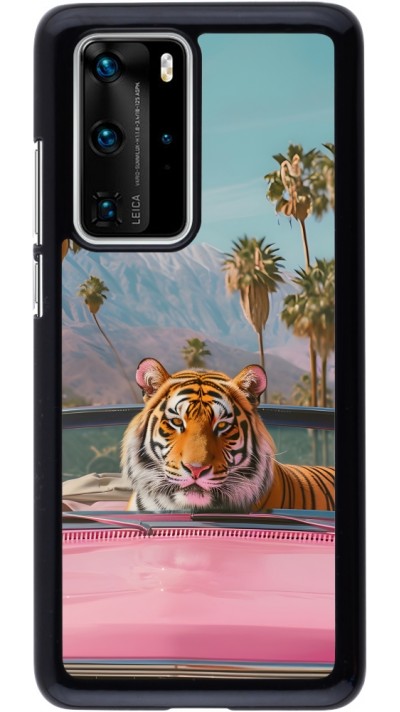 Coque Huawei P40 Pro - Tigre voiture rose