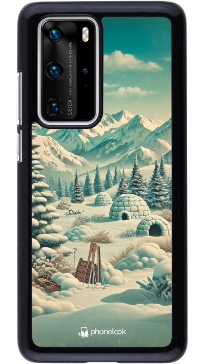 Coque Huawei P40 Pro - Vintage Snowy Mountain Igloo