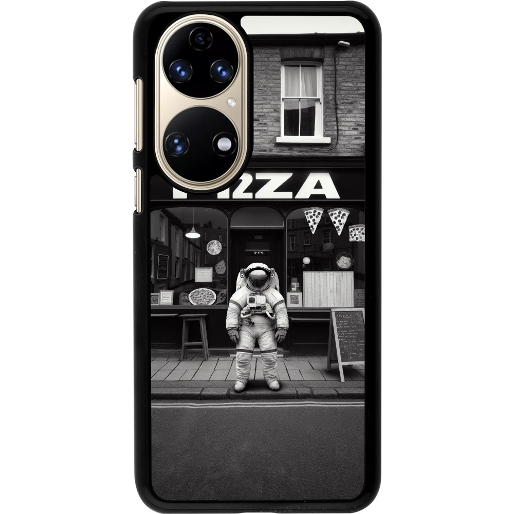 Huawei P50 Case Hülle - Astronaut vor einer Pizzeria