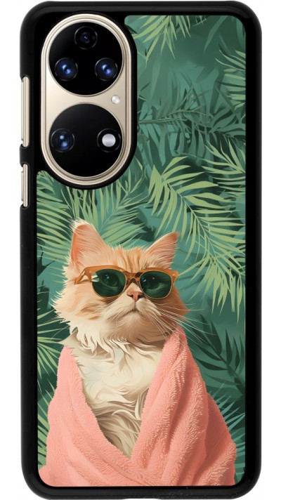 Huawei P50 Case Hülle - Cat Summer Palms