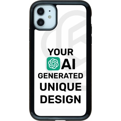 Coque iPhone 11 - Hybrid Armor noir 100% unique générée par intelligence artificielle (AI) avec vos idées