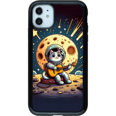 Coque iPhone 11 - Hybrid Armor noir AstroCat RockLune