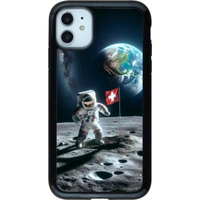 Coque iPhone 11 - Hybrid Armor noir Astro Suisse sur lune