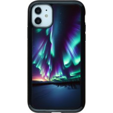 Coque iPhone 11 - Hybrid Armor noir Aurore Boréale Étincelante