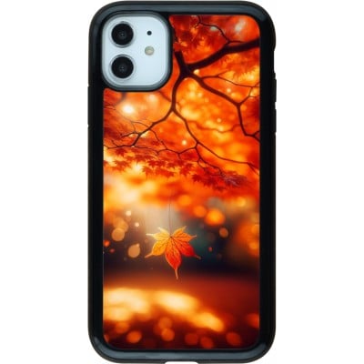 Coque iPhone 11 - Hybrid Armor noir Automne Magique Orange