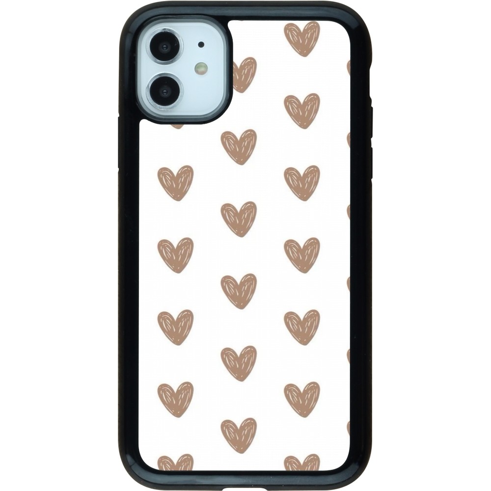 Coque iPhone 11 - Hybrid Armor noir Autumn 2024 brown hearts