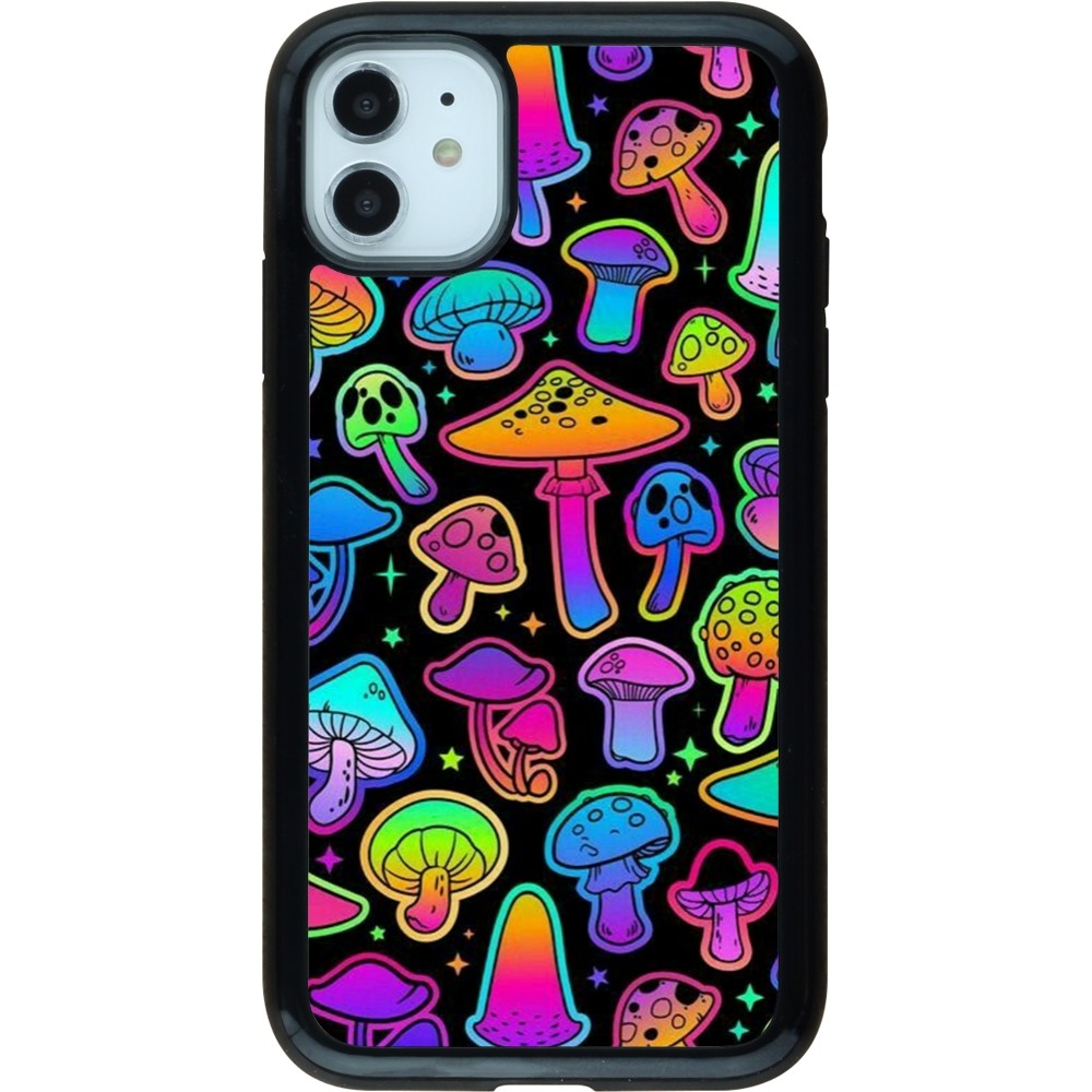 Coque iPhone 11 - Hybrid Armor noir Autumn 2024 magic mushrooms