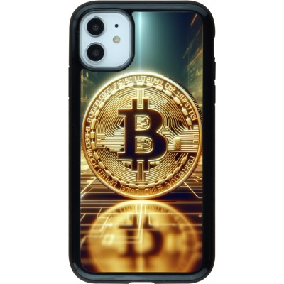 Coque iPhone 11 - Hybrid Armor noir Bitcoin Standing