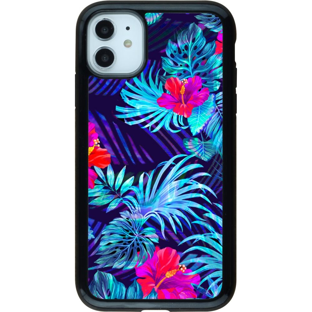 Coque iPhone 11 - Hybrid Armor noir Blue Forest