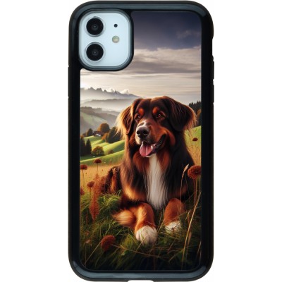 Coque iPhone 11 - Hybrid Armor noir Chien Campagne Suisse