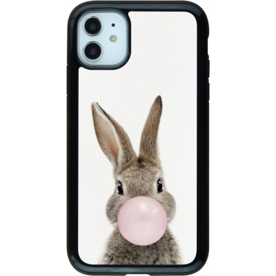 Coque iPhone 11 - Hybrid Armor noir Easter 2023 bubble gum bunny