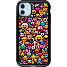 Coque iPhone 11 - Hybrid Armor noir Emoji Mix Color