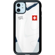 Coque iPhone 11 - Hybrid Armor noir Maillot de football Suisse Extérieur personnalisable