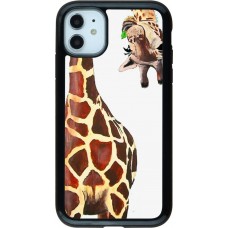 Coque iPhone 11 - Hybrid Armor noir Giraffe Fit