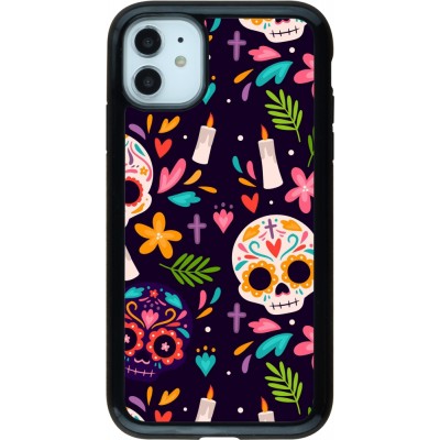 Coque iPhone 11 - Hybrid Armor noir Halloween 2023 mexican style