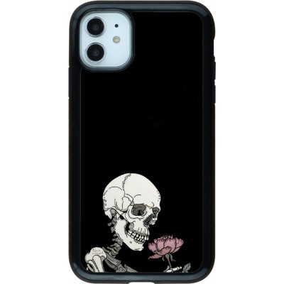 Coque iPhone 11 - Hybrid Armor noir Halloween 2023 rose and skeleton